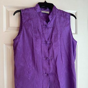 VTG Erika Taylor Silky Purple Babydoll Pajamas Asian Style S
